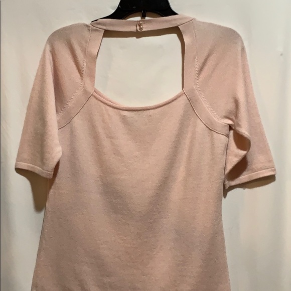 SILK/CASHMERE VINTAGE SWEATER BLUSH PEARL BUTTONS - Picture 5 of 7